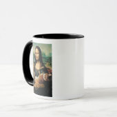 Mona Lisa hält ihre Katze Katzenliebhaber Tasse (Vorderseite Links)
