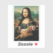 Mona Lisa hält ihre Katze Leonardo da Vinci Aufkleber (Blatt)