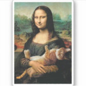 Mona Lisa hält ihre Katze Leonardo da Vinci Aufkleber (Vorderseite)