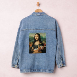 Mona Lisa hält ihre Katze Leonardo da Vinci Jeansjacke