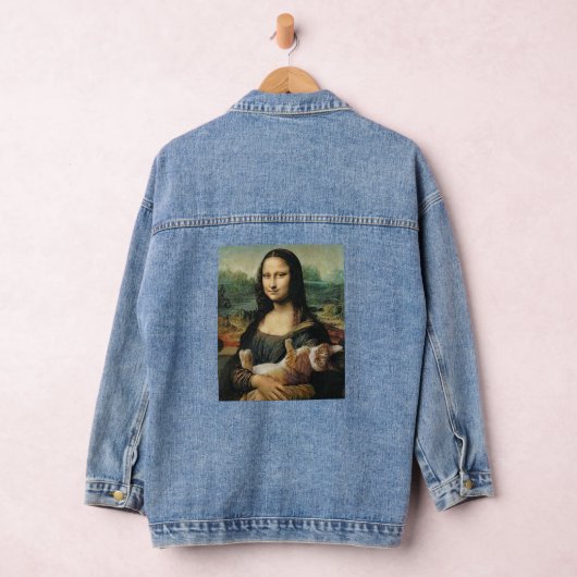 Mona Lisa hält ihre Katze Leonardo da Vinci Jeansjacke (Hangar)