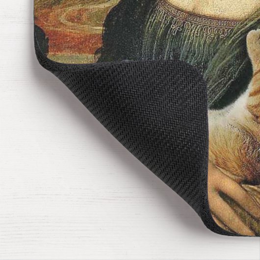 Mona Lisa hält ihre Katze Leonardo da Vinci Mousepad (Ecke)