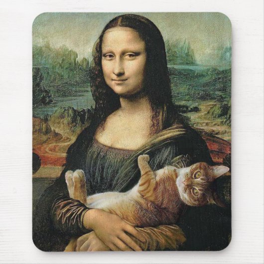 Mona Lisa hält ihre Katze Leonardo da Vinci Mousepad (Vorne)