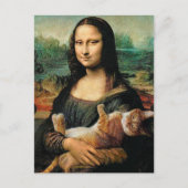 Mona Lisa hält ihre Katze Leonardo da Vinci Postkarte (Vorderseite)