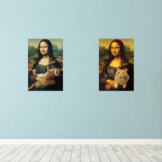 Mona Lisa hält ihre Katzen Bilderwand Sets (Holzboden)