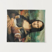 Mona Lisa hält ihre Katzenkunst Leonardo da Vinci Wandteppich (Vorderseite (Horizontal))