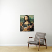 Mona Lisa hält ihre Katzenkunst Leonardo da Vinci Wandteppich (Beispiel)