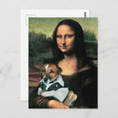 Mona Lisa hält ihren Hund und Knochen fest Postkarte (Vorne/Hinten)