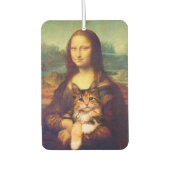 Mona Lisa hält ihren Katzenkatzen Leonardo da Vinc Autolufterfrischer (Vorderseite)