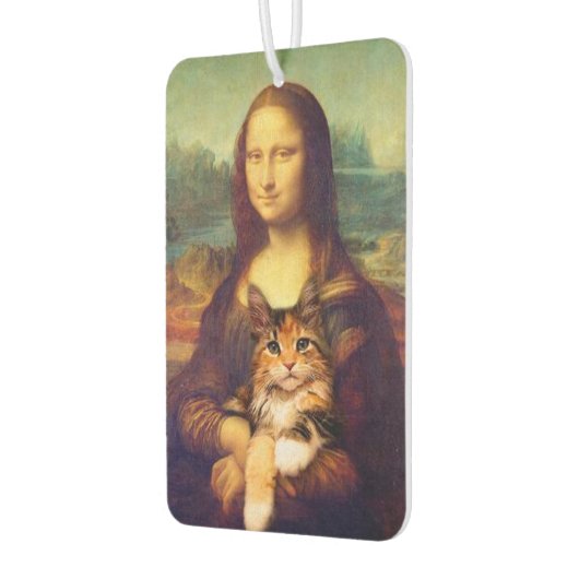 Mona Lisa hält ihren Katzenkatzen Leonardo da Vinc Autolufterfrischer (Links)