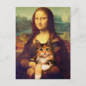 Mona Lisa hält ihren Katzenkatzen Leonardo da Vinc Postkarte (Vorderseite)