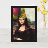 Mona Lisa Happy Birthday Party Hat Karte (Gelbe Blume)