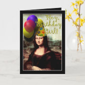 Mona Lisa Happy Birthday Party Hat Karte (Gelbe Blume)