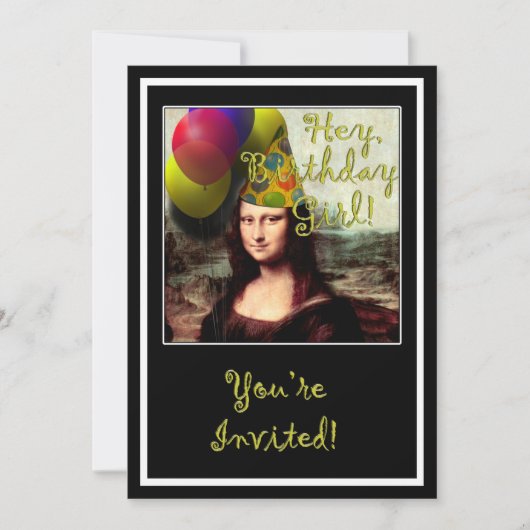 Mona Lisa Happy Birthday Party Hat Karte (Vorderseite)