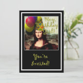 Mona Lisa Happy Birthday Party Hat Karte (Stehend Vorderseite)