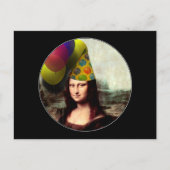 Mona Lisa Happy Birthday Party Hat Postkarte (Vorderseite)