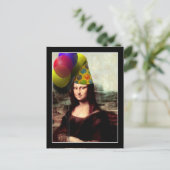 Mona Lisa Happy Birthday Party Hat Postkarte (Stehend Vorderseite)