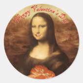 Mona Lisa Heart Valentine's Day Kiss Runder Aufkleber (Vorderseite)