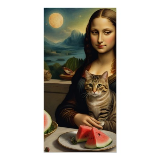 Mona Lisa &her cat - Summer vibes \ Poster (Vorderseite)