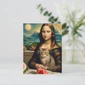 Mona Lisa &her cat - Summer vibes \ Postkarte (Stehend Vorderseite)