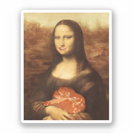 Mona Lisa Herz Valentinstag-Kuss Aufkleber (Vorderseite)
