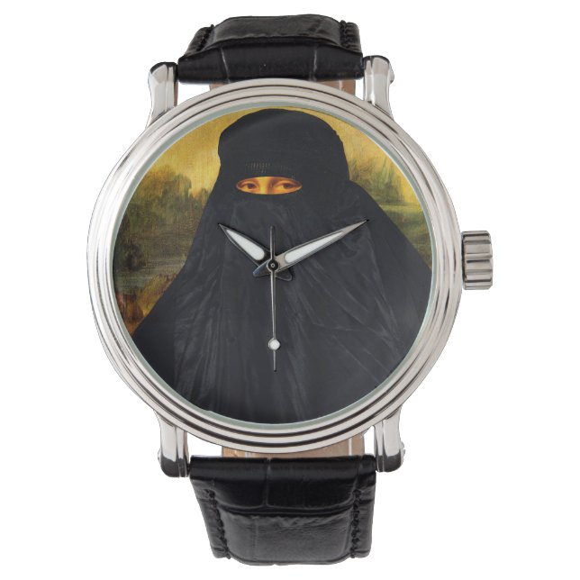 Mona Lisa Hidden Behind Burqa Armbanduhr (Vorderseite)