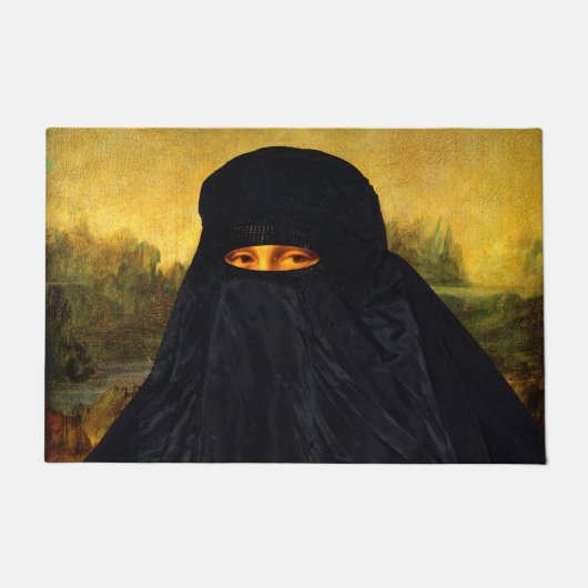 Mona Lisa Hidden Behind Burqa Fußmatte (Vorderseite)