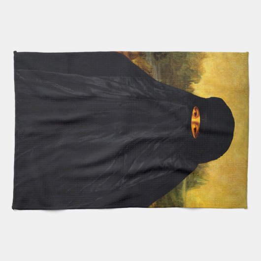 Mona Lisa Hidden Behind Burqa Geschirrtuch (Horizontal)