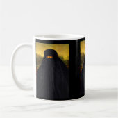 Mona Lisa Hidden Behind Burqa Kaffeetasse (Links)