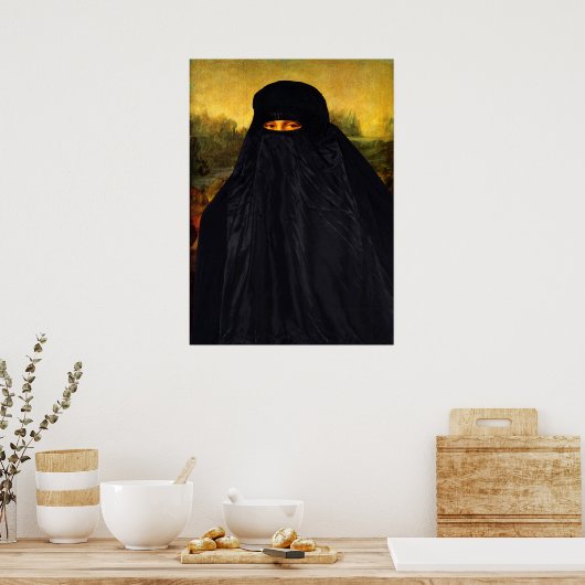 Mona Lisa Hidden Behind Burqa Poster (Küche)