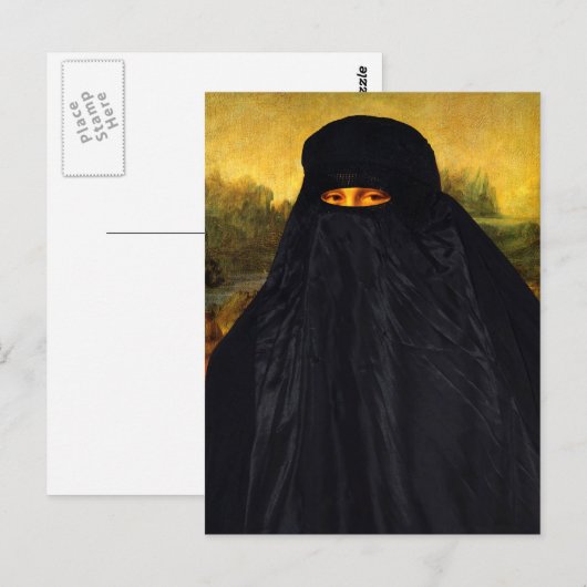 Mona Lisa Hidden Behind Burqa Postkarte (Vorne/Hinten)
