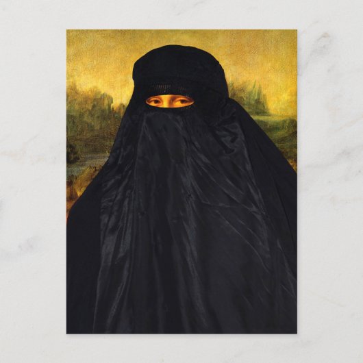 Mona Lisa Hidden Behind Burqa Postkarte (Vorderseite)
