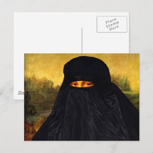 Mona Lisa Hidden Behind Burqa Postkarte (Vorne/Hinten)