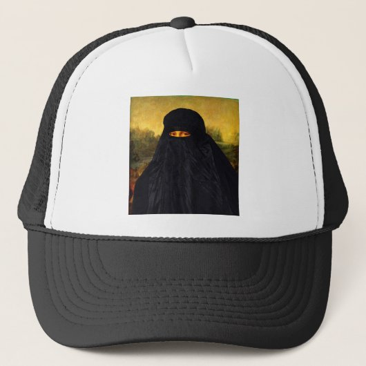 Mona Lisa Hidden Behind Burqa Truckerkappe (Vorderseite)