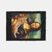 Mona Lisa Holding Cat Portrait Kunstmalerei Fleecedecke (Vorderseite (Horizontal))