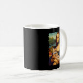 Mona Lisa Holding Cat Portrait Kunstmalerei Kaffeetasse (VorderseiteRechts)