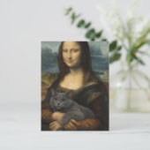 Mona Lisa Holding Elegant Gray Cat                 Postkarte (Stehend Vorderseite)