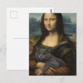 Mona Lisa Holding Elegant Gray Cat                 Postkarte (Vorne/Hinten)