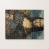 Mona Lisa Holding Elegant Gray Cat                 Puzzle (Horizontal)