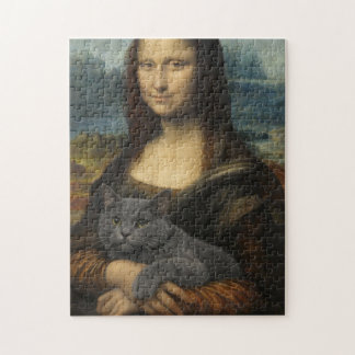 Mona Lisa Holding Elegant Gray Cat                 Puzzle
