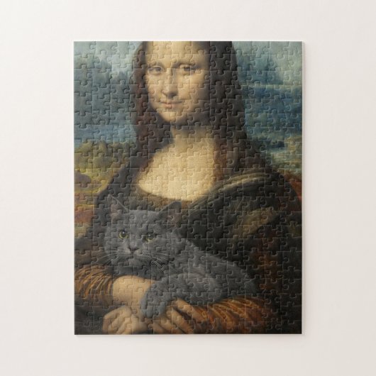 Mona Lisa Holding Elegant Gray Cat                 Puzzle (Vertikal)