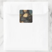Mona Lisa Holding Elegant Gray Cat                 Quadratischer Aufkleber (Tasche)