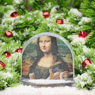 Mona Lisa holding her cat Cat lovers funny Schneekugeln