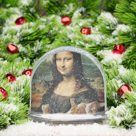 Mona Lisa holding her cat Cat lovers funny Schneekugeln (Weihnachten)
