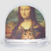 Mona Lisa holding her cat pet Leonardo da Vinci Schneekugeln (Rückseite)
