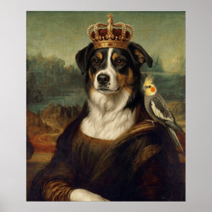 Mona Lisa Hund mit Nymphensittich Fine Art Poster
