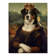 Mona Lisa Hund mit Nymphensittich Fine Art Poster
