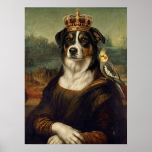 Mona Lisa Hund mit Nymphensittich-Kakadu-Fine-Art- Poster