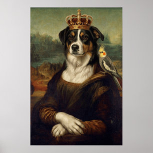 Mona Lisa Hund mit Nymphensittich-Kakadu-Fine-Art- Poster