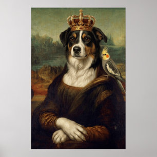 Mona Lisa Hund mit Nymphensittich-Kakadu-Fine-Art- Poster